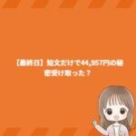 【最終日】短文だけで44,957円の秘密受け取った？